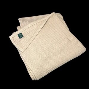 Lauren Ralph Lauren Home Tan Herringbone Cotton Knit Blanket Full Queen 90x90